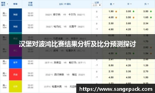 汉堡对波鸿比赛结果分析及比分预测探讨